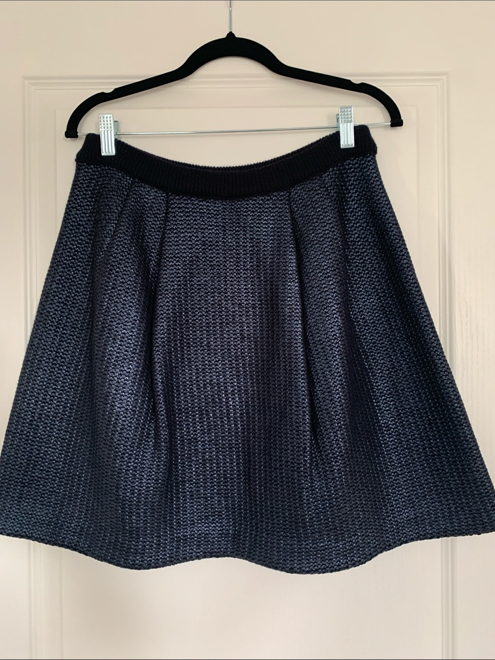 Tory Burch ‘Dominique’ Navy Textured A-line skirt